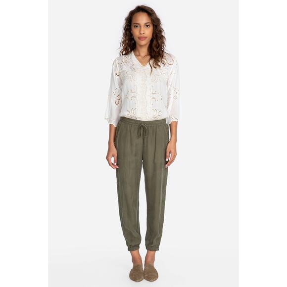 Johnny Was Silky Alice Jogger Trousers Olive Green Size Medium - Picture 1 of 12